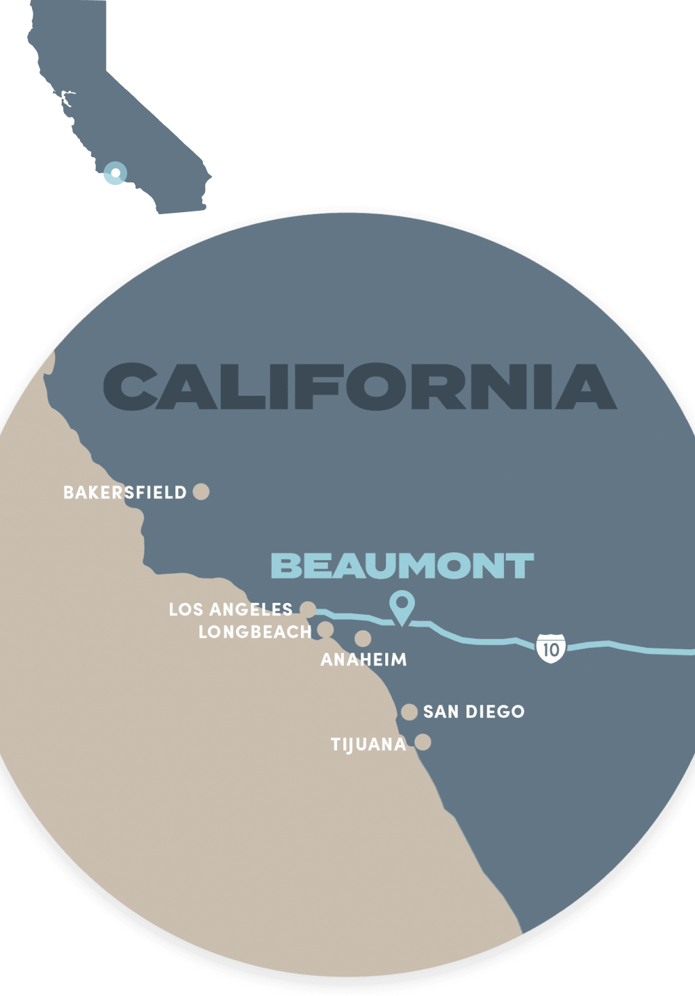 Map of Beaumont and the surrounding areas